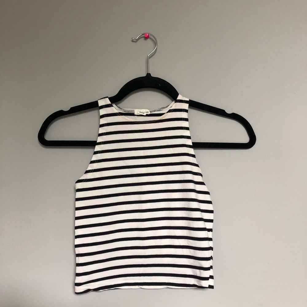 Garage Black & White Stripped Crop Top